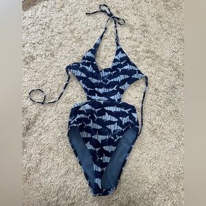 Aerie shark print cut out one piece bathing suit